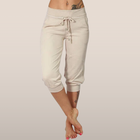 Delphine | Pantalones capri con cordón de ajuste y cintura elástica