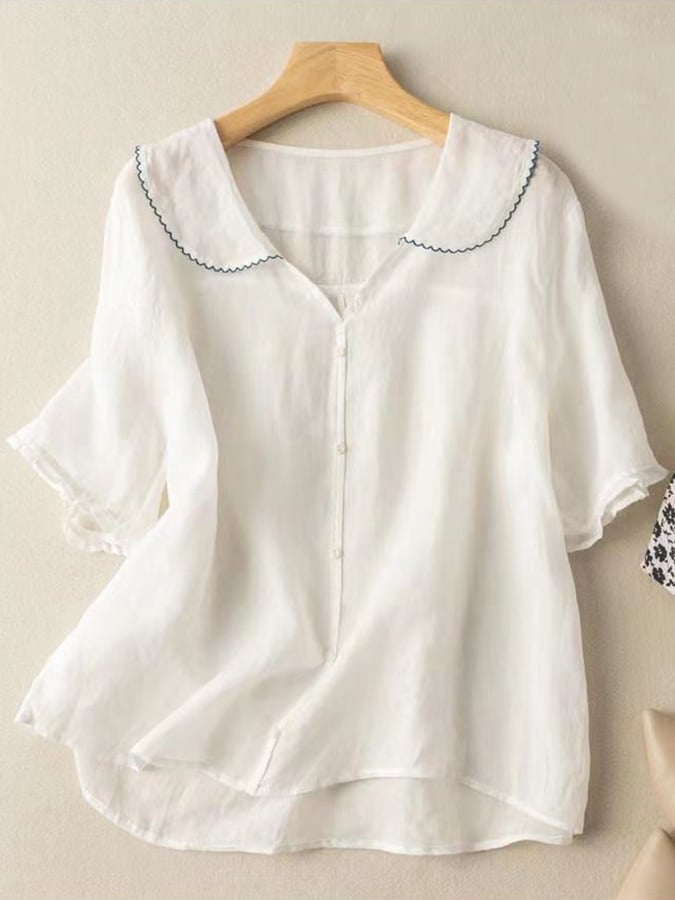 Perla | Cămașă Scurtă Elegantă – Stil Retro și Detalii Delicate