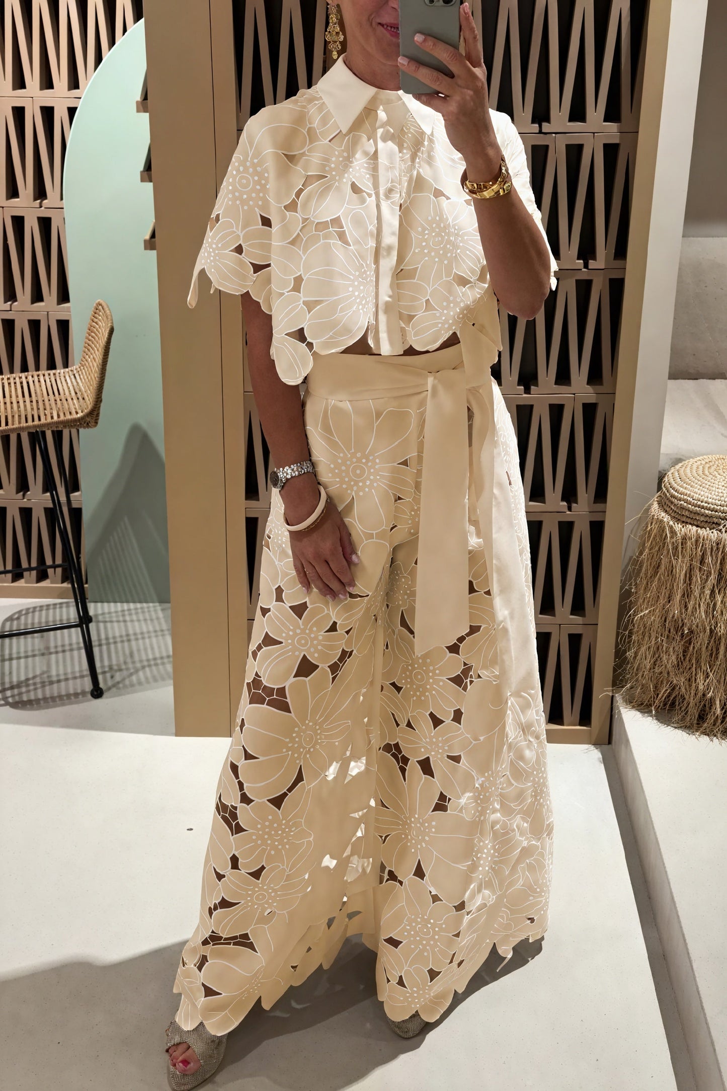 Tricia | Brodé Ensemble – Floral Elegance and Structured Cut