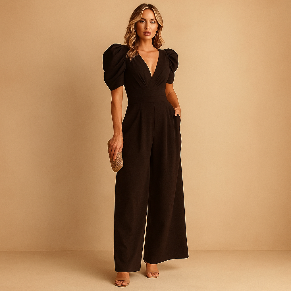 Olga | Schicker Jumpsuit mit V-Ausschnitt und taillierter Taille