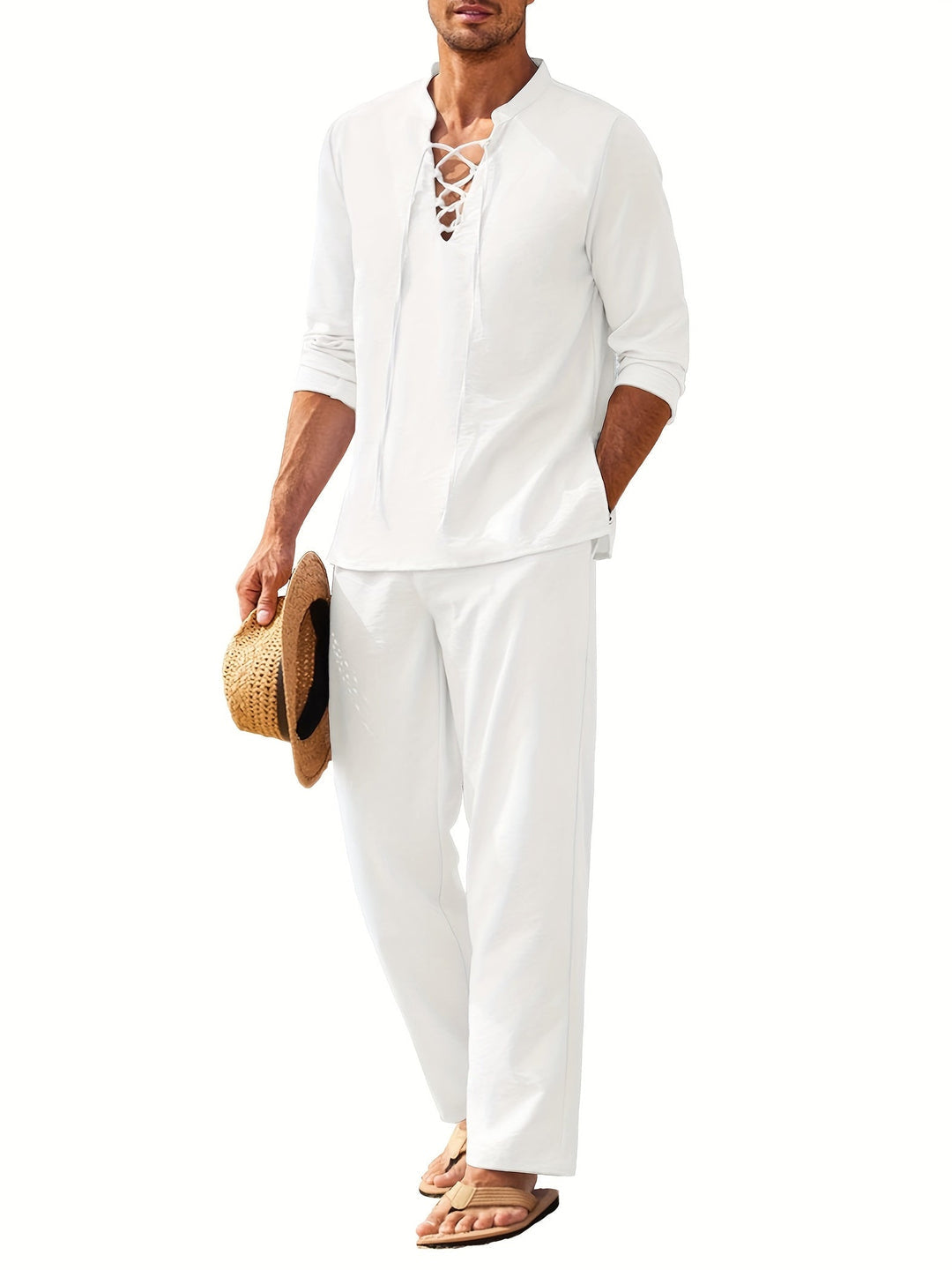 Nicolas | Sada Bohemian Chic – Hladký top a volné kalhoty