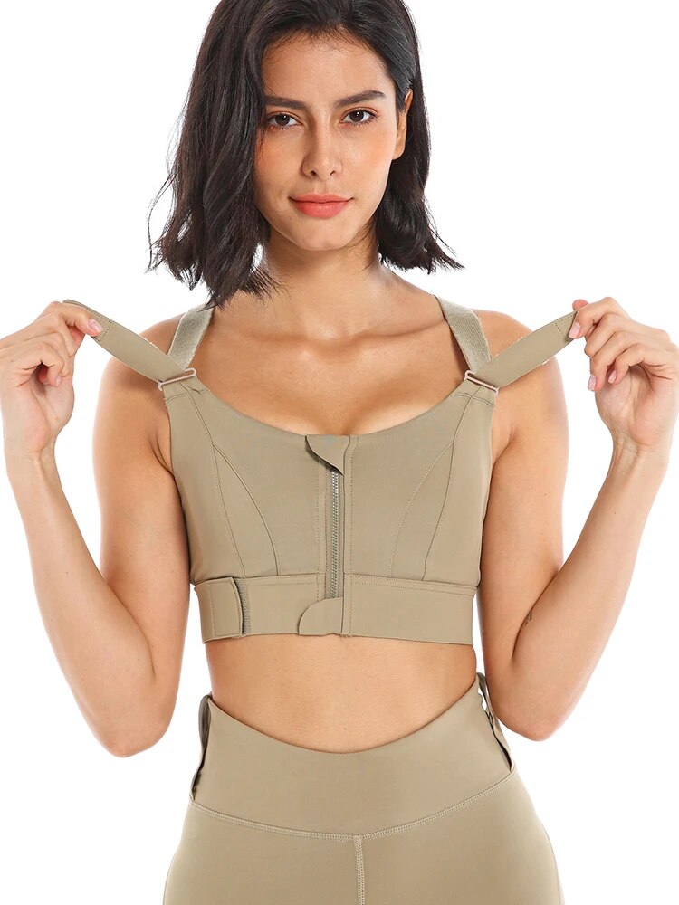 Lucienne | Sportbeha met Rits – Versterkt Comfort en Sportieve Look