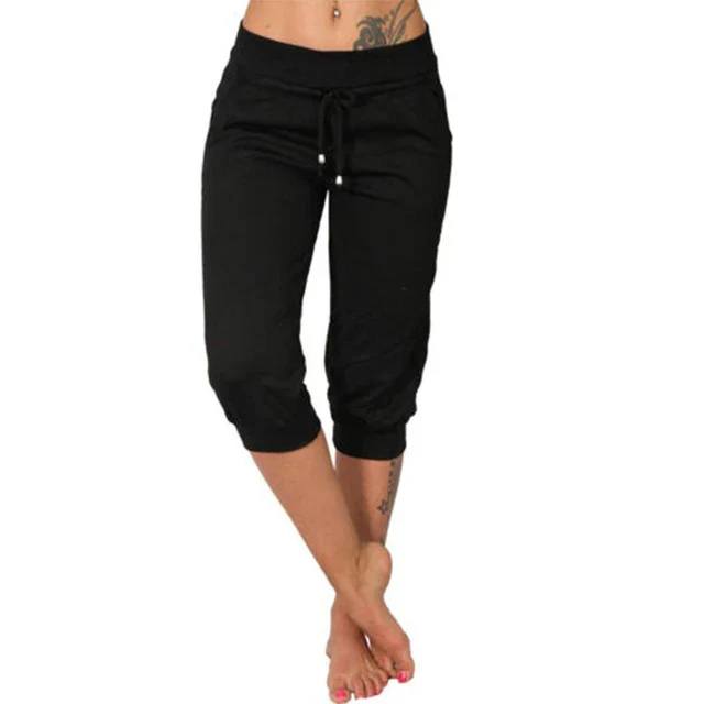 Delphine | Pantalones capri con cordón de ajuste y cintura elástica