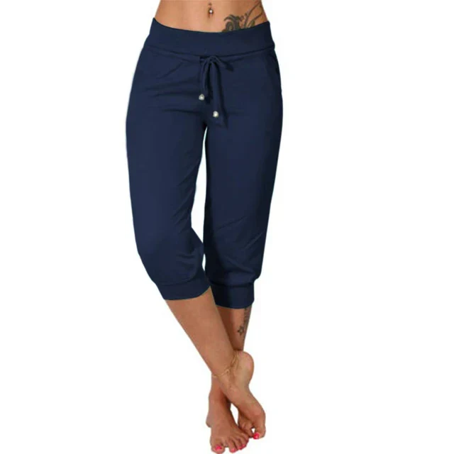 Delphine | Pantalones capri con cordón de ajuste y cintura elástica