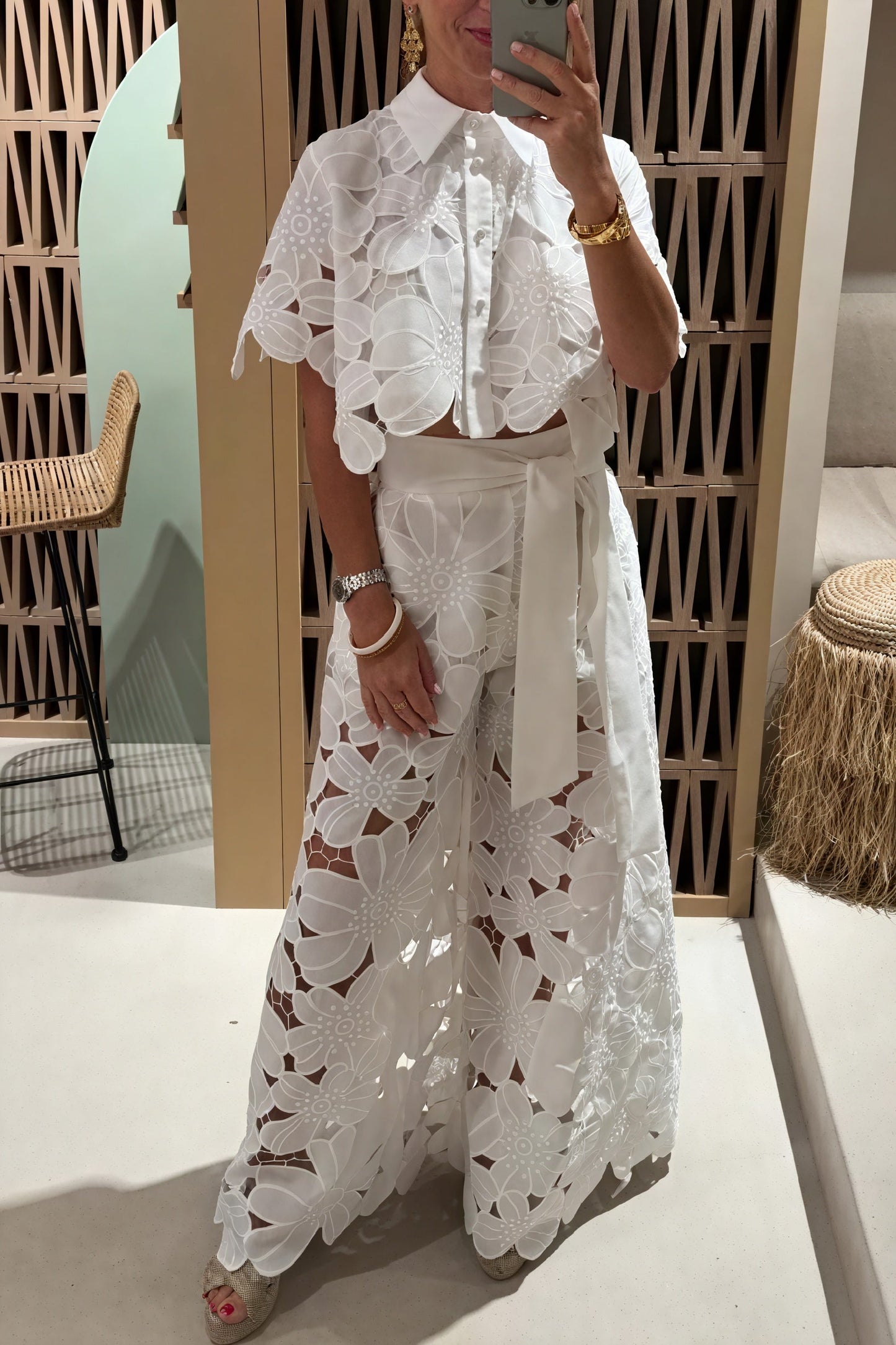 Tricia | Brodé Ensemble – Floral Elegance and Structured Cut