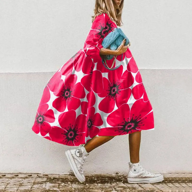 Sybille | Blomstrete Løs Kjole – Sommerstil