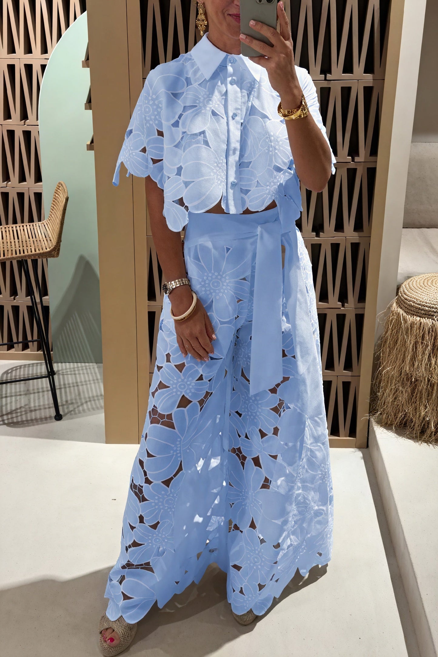 Tricia | Brodé Ensemble – Floral Elegance and Structured Cut