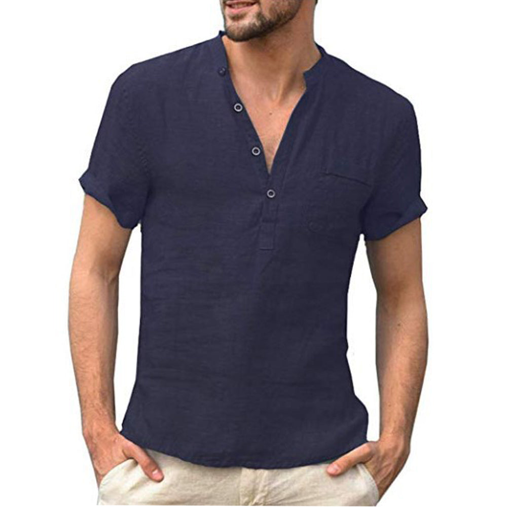 Félix | Camisa Informal con Escote Abierto y Mangas Cortas