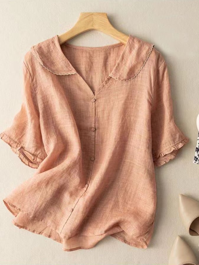 Perla | Cămașă Scurtă Elegantă – Stil Retro și Detalii Delicate