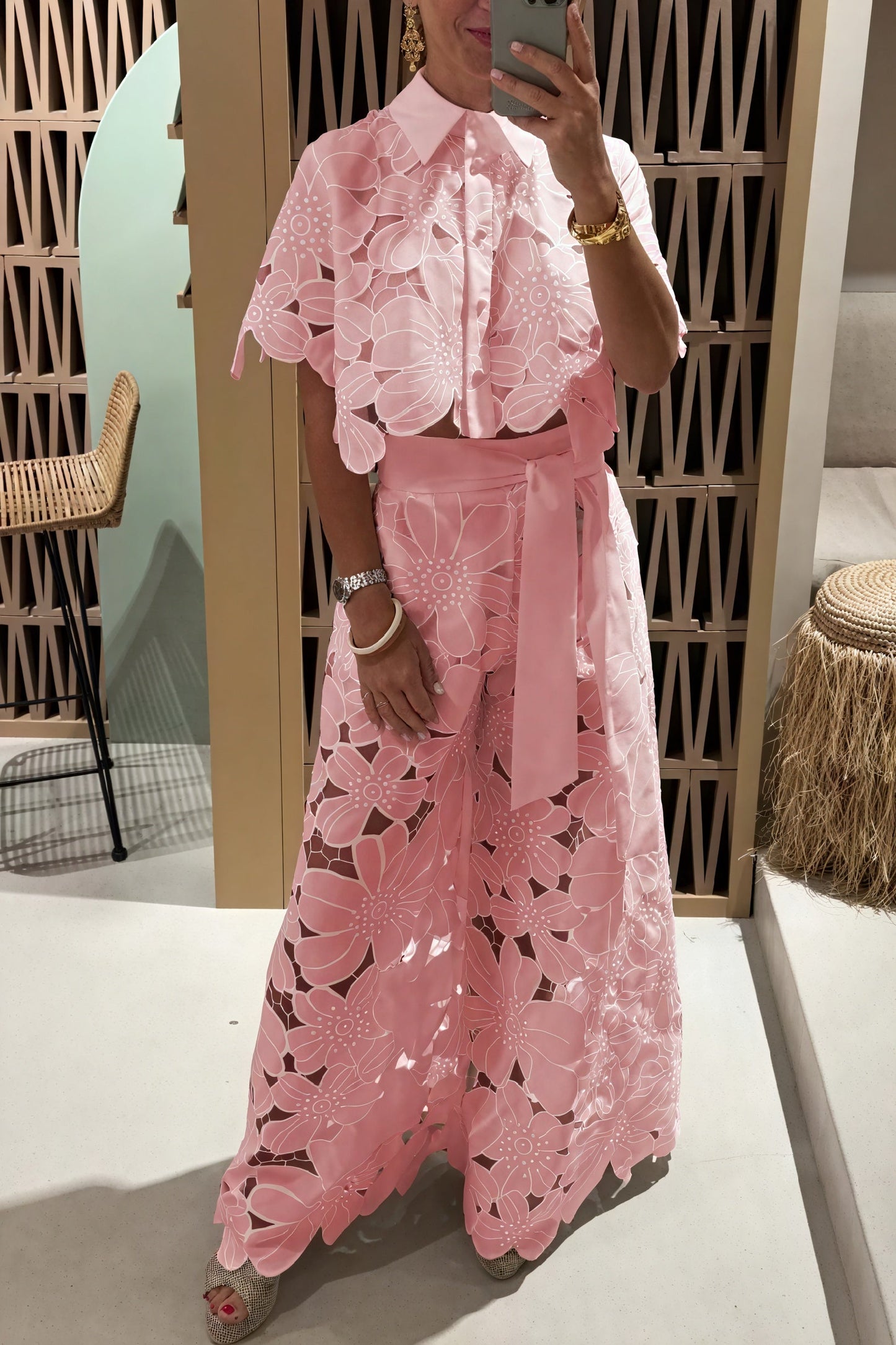 Tricia | Brodé Ensemble – Floral Elegance and Structured Cut