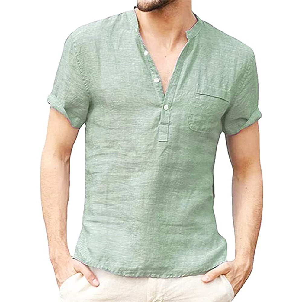 Félix | Camisa Informal con Escote Abierto y Mangas Cortas