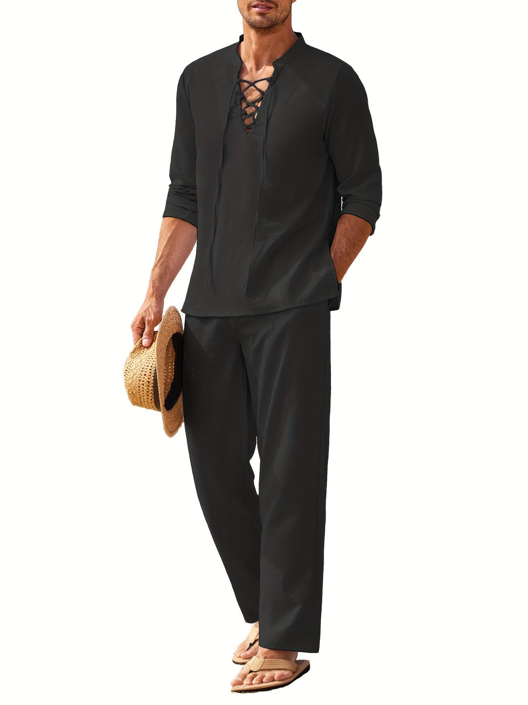 Nicolas | Sada Bohemian Chic – Hladký top a volné kalhoty