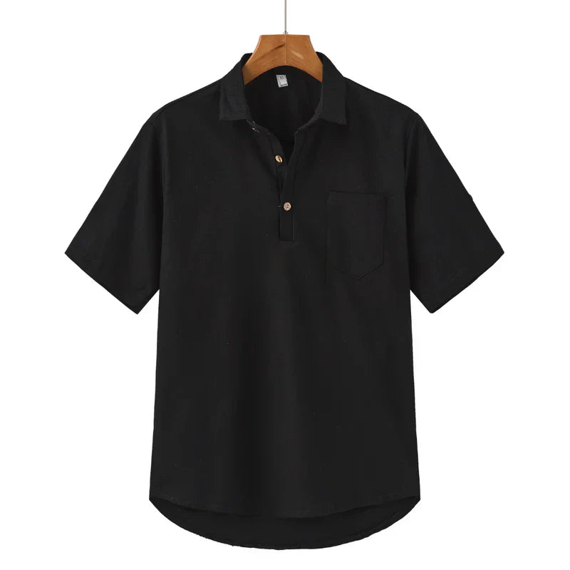Joris | T-shirt Manches Courtes À Col Ouvert Et Demi-Boutonnage