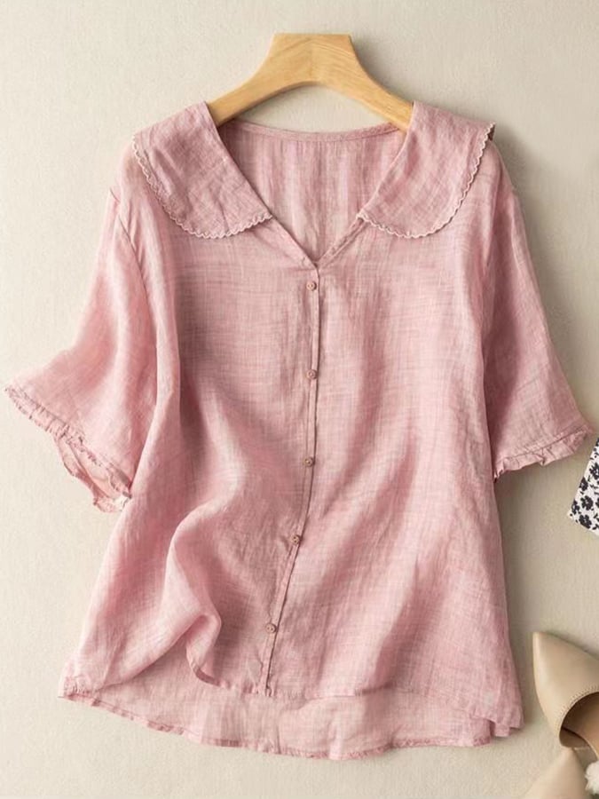 Perla | Cămașă Scurtă Elegantă – Stil Retro și Detalii Delicate