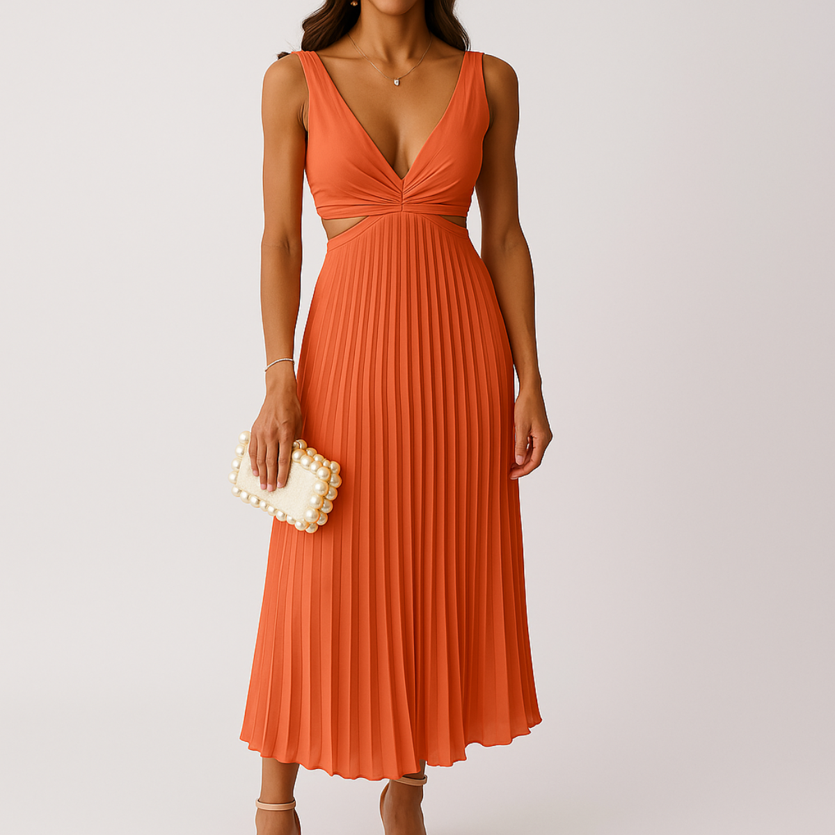 Ivana | Elegante Plissé Jurk – Lichtheid en Verfijnde Silhouette 