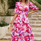 Alma | Blumen Kleid – Romantische Eleganz und strukturierte Ärmel 