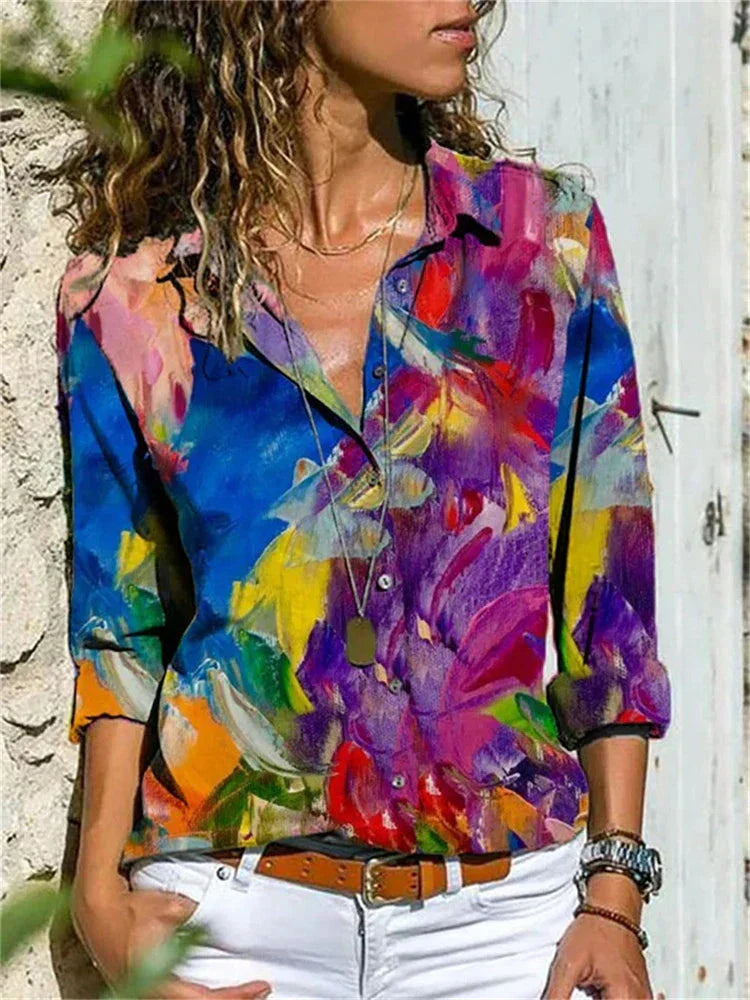 Κλερ | Μπλούζα Chic – Εκτύπωση Μπλε Και Αέρινη Σιλουέτα 