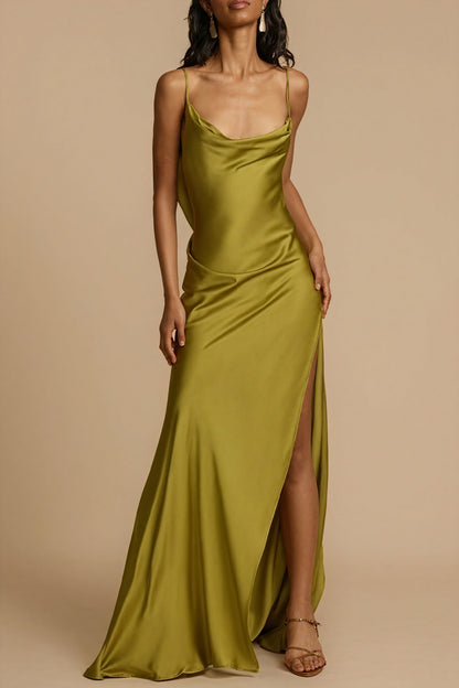 Josiane | Long Fluid Dress – Slit and Feminine Look 