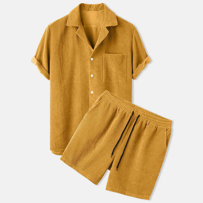 Emirhan | Set med texturerad skjorta och shorts för män 