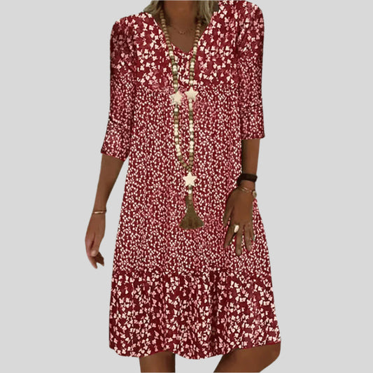 Valentine | Midi Kjole Elegant Med V-hals 