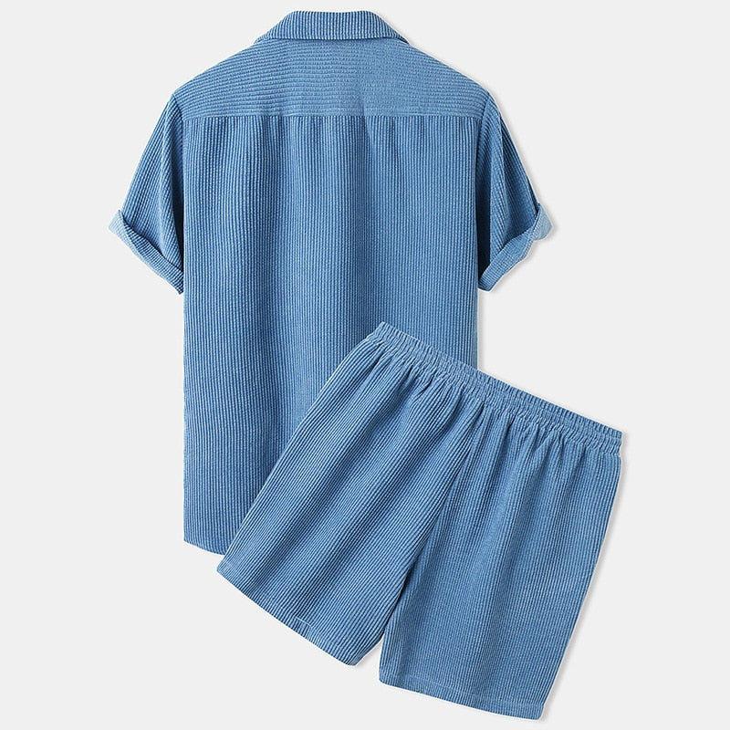 Emirhan | Set med texturerad skjorta och shorts för män 