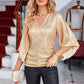 Céline | Glamour Bluse – Utsvingte Ermer Og Glitrende Detaljer 