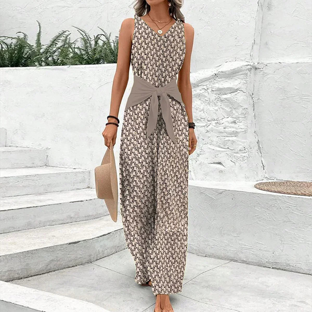 Juliana | Elegáns overall övvel és geometrikus mintával 