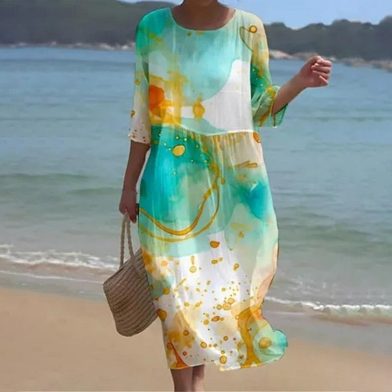 Maud | Midikleid mit floralem Druck – Ideal für die warme Saison 
