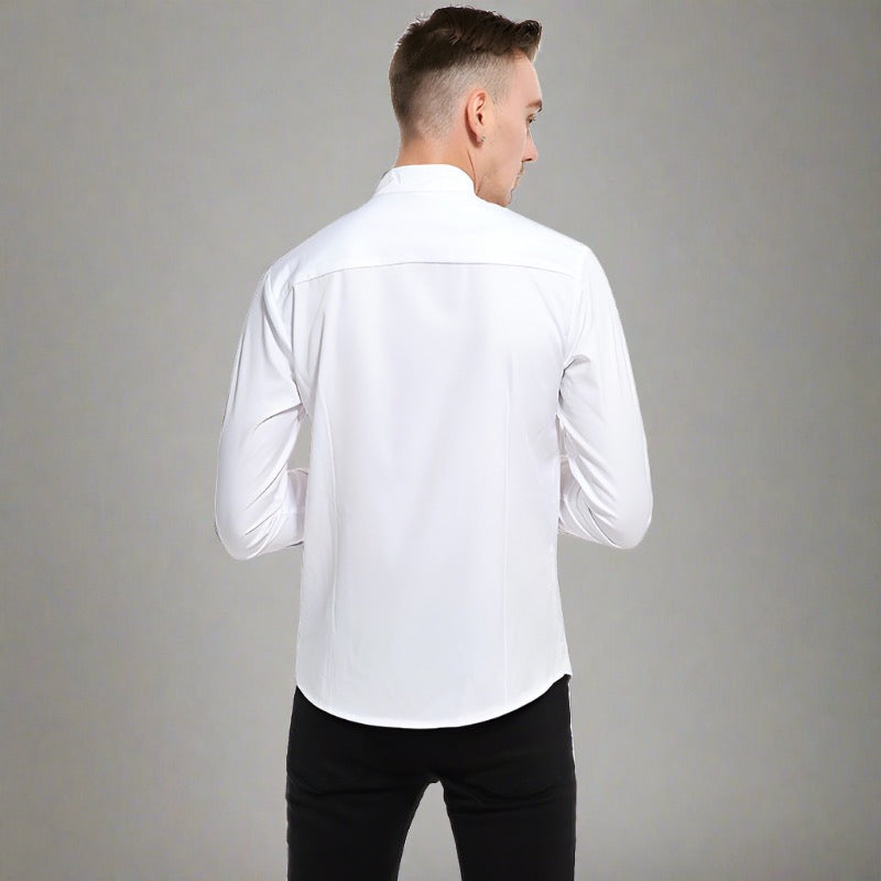 Massimo | Herren asymmetrisches Hemd mit Stehkragen 