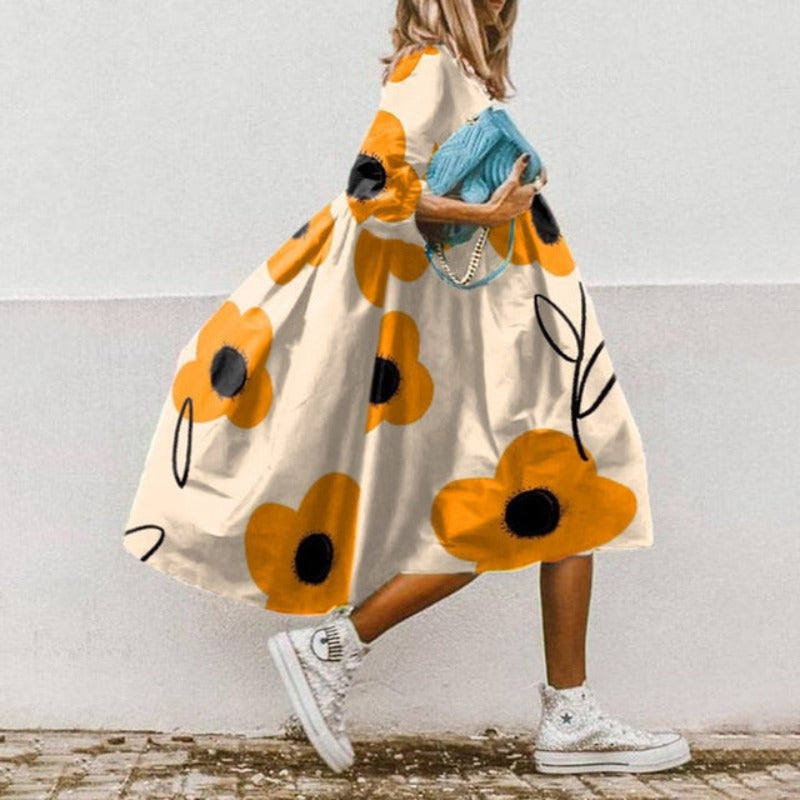 Sybille | Vestido Amplio Con Flores – Estilo Verano 