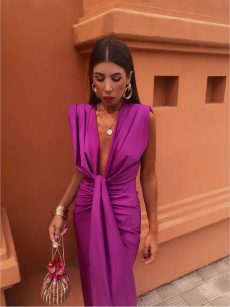 Penelopa | Rochie Lungă Legată – Eleganță și Atitudine Senzuală 