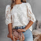 Clara | Hvit Bluse – Strukturerte Ermer Og Trendy Utseende 