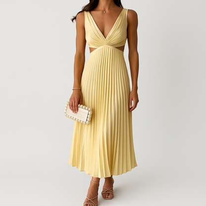 Ivana | Elegante Plissé Jurk – Lichtheid en Verfijnde Silhouette 