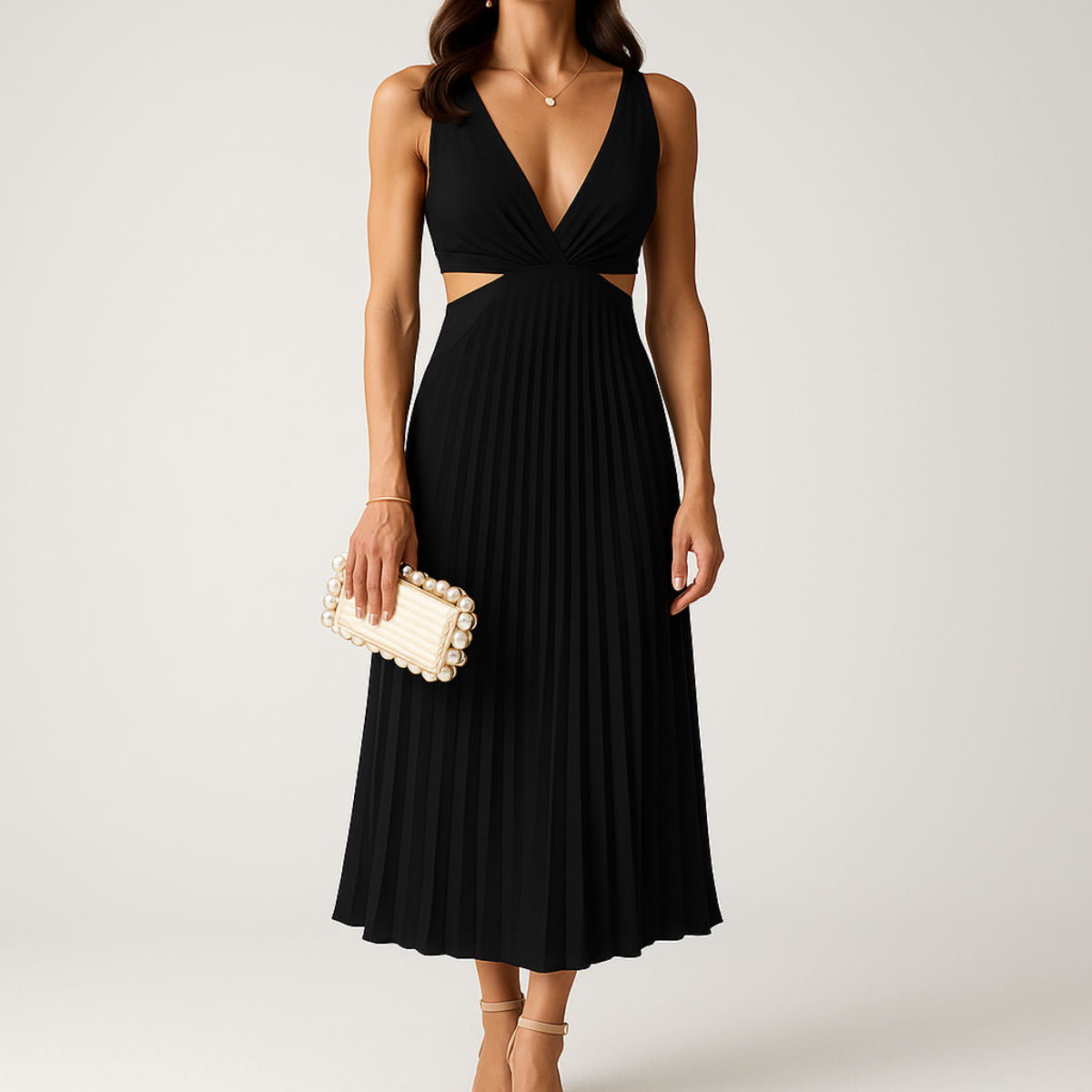 Ivana | Elegante Plissé Jurk – Lichtheid en Verfijnde Silhouette 