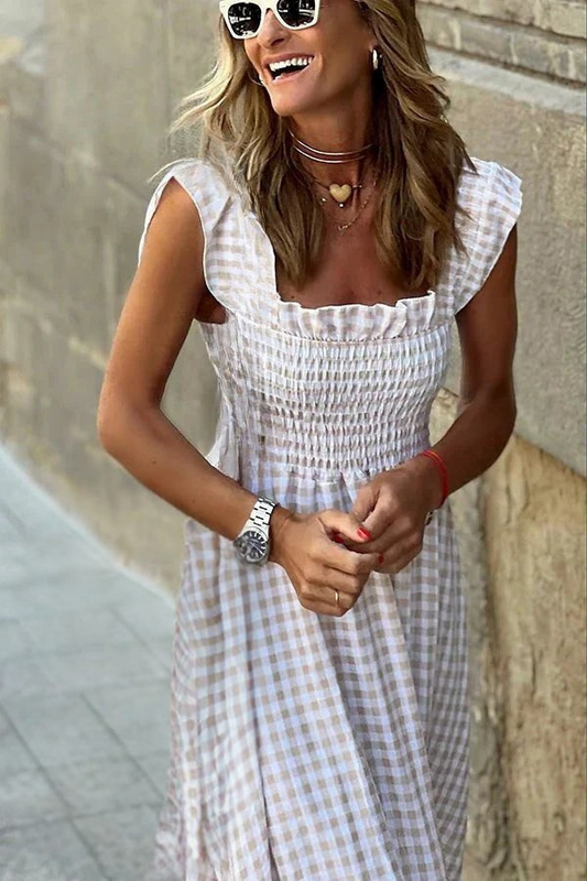 Maud | Vestido a Xadrez Cinturado 