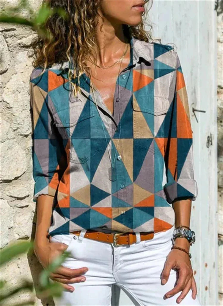 Κλερ | Μπλούζα Chic – Εκτύπωση Μπλε Και Αέρινη Σιλουέτα 