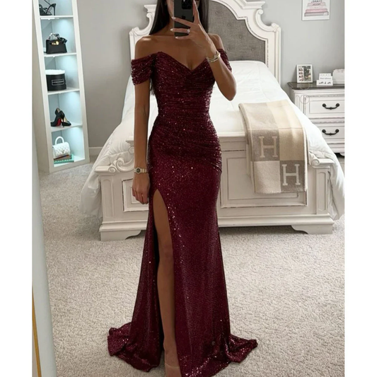Eugénia | Robe Longue À Fente – Classe Et Scintillante