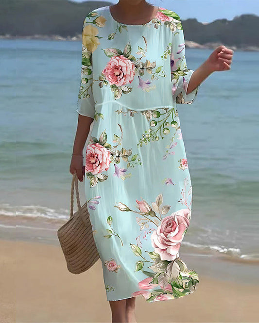 Maud | Vestido Midi Con Estampado Floral – Ideal Para La Temporada Cálida 
