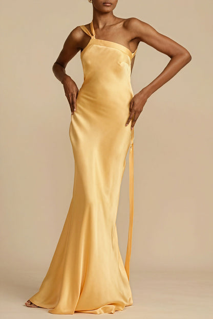 Flore | Vestido Longo de Uma Alça – Elegância Assimétrica e Fluida 