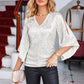 Céline | Glamour Bluse – Utsvingte Ermer Og Glitrende Detaljer 