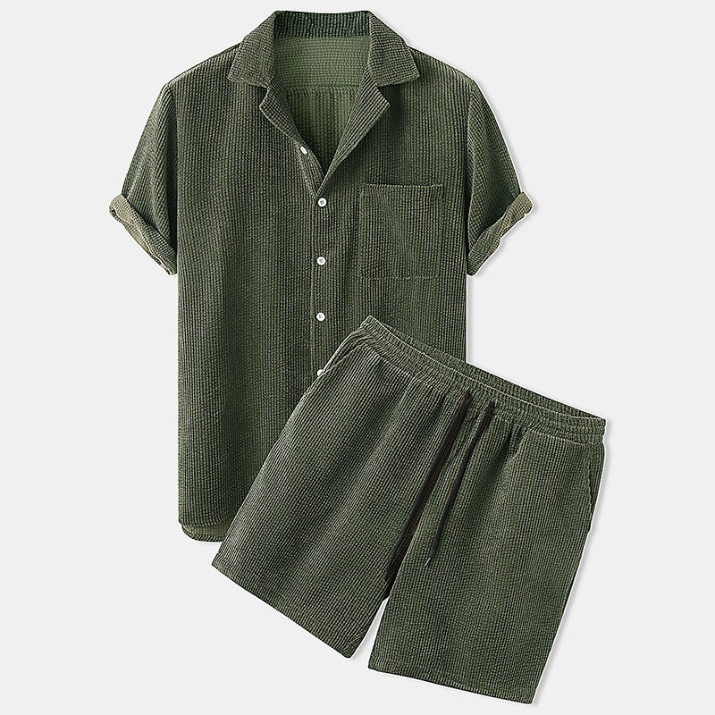 Emirhan | Set med texturerad skjorta och shorts för män 