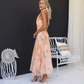 Katya | Vestido Largo Bohemio – Cuello Halter y Estampado Floral Elegante 